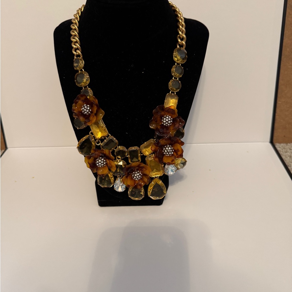 J Crew Gold and Brown Statement Necklace